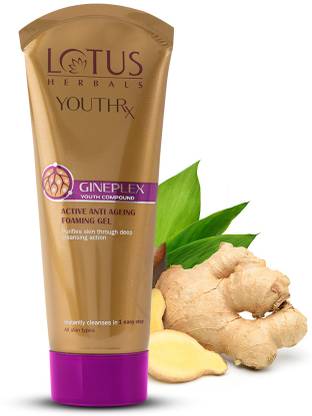 LOTUS HERBALS YouthRx Active Anti Ageing Foaming Gel  | With Jojoba, Ginseng & Ginger Face Wash