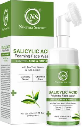 Nuerma Science Salicylic Acid FaceWash with Tea Tree Oil, Tulsi, Neem Extract for Controlling Acne, Excess Sebum, Blackheads, Whiteheads, Dull Skin Tone & Boost Inner Glow Face Wash
