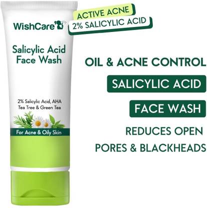 WishCare 2% Salicylic Acid With Aha, Greentea, Chamomile & TeatreeFor Oil & Acne Control Face Wash