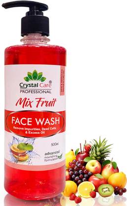 Crystal Care Mix Fruit  500ml | Deep Cleansing, Oil Control, Tan Removal, Acne Prevention  for Bright & Glowing Skin | Vitamin C Enriched | Paraben-Free, Sulfate-Free | Suitable for All Skin Types Face Wash