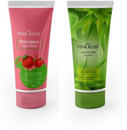 THE PINK RUSH Pink Rush Strawberry and Aloe Vera Pack of 2 (For women and men) Face Wash
