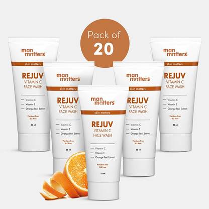 Man Matters REJUV Vitamin C  for Men | Formulated for Skin Repair | Pack of 20 Face Wash