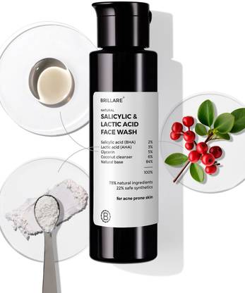 BRILLARE Salicylic & Lactic Acid , Acne Prone Skin, 100% natural facewash Face Wash