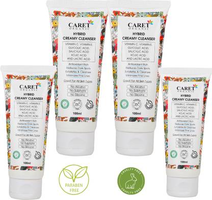 Caret Organic Hybrid Creamy Cleanser With Vitamin C & E |Set of 4 Face Wash