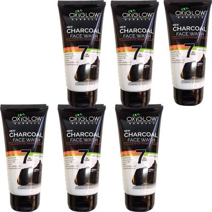 NG MART OXYGLOW CHARCOAL DEEP CLEANSING FACEWASH FOR BLACKHEAD & PIGMENTAION REMOVES PACK OF - 100ml x 6 Face Wash
