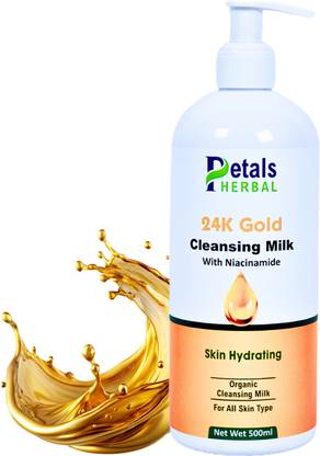 Petals Herbal 24K Gold Cleansing Milk for Brightening & Golden Glowing Skin Face Wash