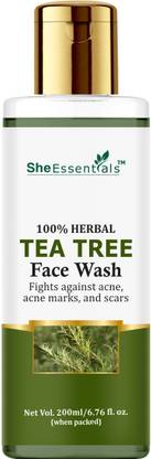 She Essentials Tea Tree  enriched with Salicylic Acid, Neem, Aloe Vera, Glycolic Acid for Acne Control, Oil Control, Skin Fairness & Acne Marks Clear- SLS & Paraben Free Face Wash