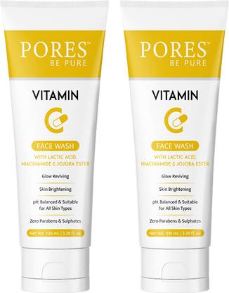 PORES BE PURE Vitamin C Face Cleanser Anti Aging Brightening Soap Free Spot Free pH Balanced Face Wash