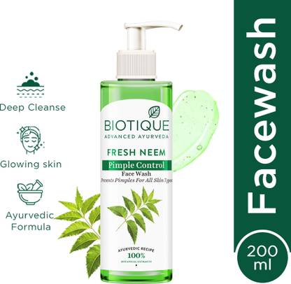 BIOTIQUE Fresh Neem Pimple Control  | Pimple & Acne removal | All Skin Types Face Wash