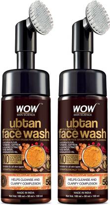 WOW SKIN SCIENCE Ubtan Foaming  with Built-In Face Brush |Pack of 2| Face Wash