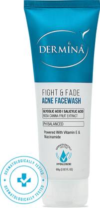 DERMINA Fight & Fade Acne Facewash, powered with vitamin E & Charcoal Beads Face Wash