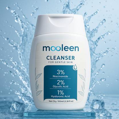 mooleen CLEANSER | 3% Niacinamide + Glycolic & Hyaluronic Acid | Brighten & Unclog Pores | For Men & Women Face Wash