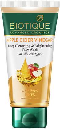 Biotique Advanced Organics Apple Cider Vinegar Deep Cleansing  for All Skin Types, 150ml | Deep Cleansing & Exfoliation | 100% Botanical Extracts Face Wash