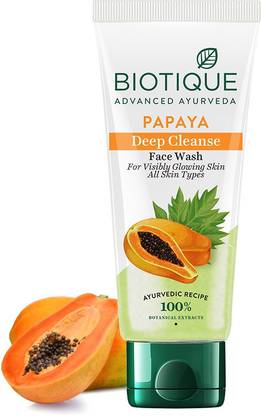 BIOTIQUE Papaya Deep Cleanse  | Gentle Exfoliation | Visibly Glowing Skin | 100% Botanical Extracts| Suitable for All Skin Types | 150ml Face Wash