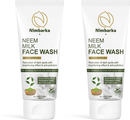 NIMBARKA NEEM MILK FACEWASH | REDUCTION OF DARK SPOTS WITH BRIGHTENING EFFECT & ANTI-POLLUTION | 100 ML PACK OF 2 Face Wash