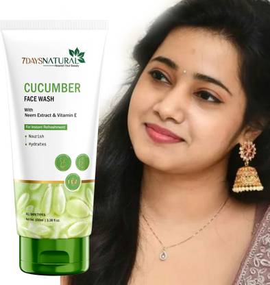 7days natural Refreshment Cucumber  for Gentle Cleansing and Rejuvenated Glow-100 ml Face Wash