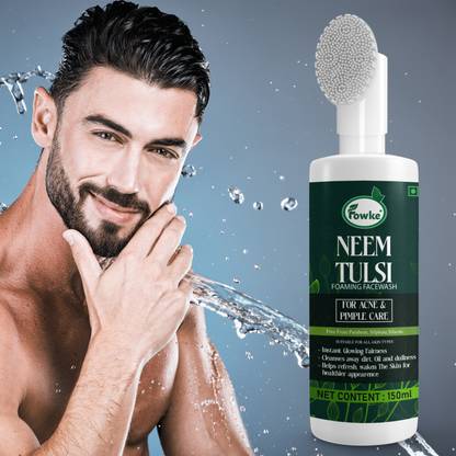 Fowke Neem Tulsi For Men & Women `` Natural Skin Cleanser, Sun Damage `` Removes Dirt Face Wash