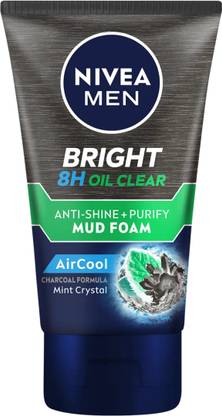 NIVEA MEN BRIGHT OIL CLEAR ANTI-SHINE+PURIFY MUD FOAM FACE WASH 100 ML Face Wash