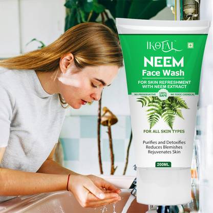 IKOTAL Neem Antibacterial  Men & Women | Acne Prone & Deep Detox Formula Face Wash