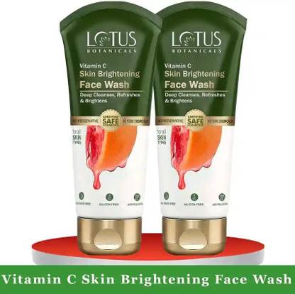 Lotus Botanicals Vitamin C Skin Brightening  | Deep Cleanses, Refreshes & Brightens Skin (Pack of 2) Face Wash