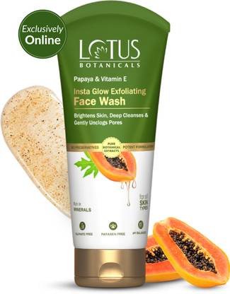 Lotus Botanicals Papaya & Vitamin E Insta Glow Exfoliating  | Gently Unclogs Pores Face Wash