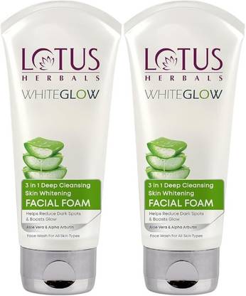 LOTUS HERBALS Whiteglow 3 In 1 Deep Cleaning Skin Whitening Facial Foam|Dark Spots Face Wash