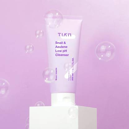 TIAM Snail & Azulene Low pH Face Cleanser, Gentle & Non-Drying Formula for Dry Skin Face Wash