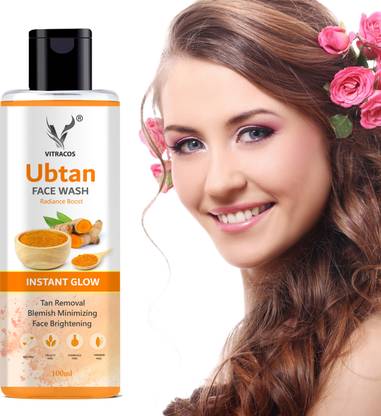 VITRACOS Best Ubtan  for Tan Removal & Glowing Skin – Turmeric & Saffron Formula Face Wash