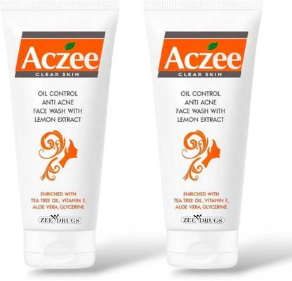 ZEE DRUGS Aczee Facewash Clear Skin Oil Control Anti-Acne  with Lemon Extract - 60g (Pack of 2) Face Wash