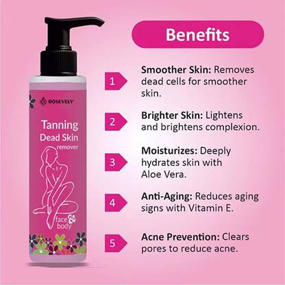 Rosevely Removing dead skin cells prevents clogged pores | tanning removel 100 Tanning Liquid