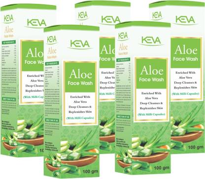 KEVA Aloe Facewash for Pimples and Deep Cleansing in Oily Skin Tube (Pack Of 5) Face Wash