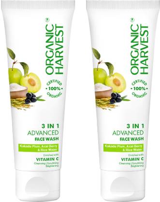 Organic Harvest 3-in-1  For Women, Daily Use, Remove Excess Oil & Dead Skin Cells, Cleansing, Lightening & Brightening, Rejuvenating, Nourishing, Prevent From Skin Darkening,100% Organic,Paraben & Sulphate Free Face Wash