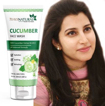 7days natural Refreshment Cucumber  for Gentle Cleansing and Rejuvenated Glow-100 ml Face Wash