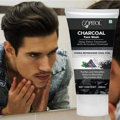 ZPITOL Charcoal  ! Men & Women ! Removes Skin Toxins ! Restores Skin Cells Face Wash