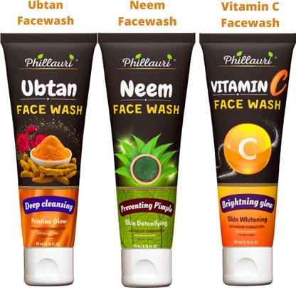 Phillauri Facewash Combo Neem, Ubtan and Vitamin C Face Wash