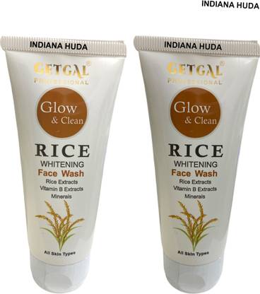 INDIANA HUDA Glow & Clean Whitening Rice  - 100 ml x 2 Bottles Face Wash