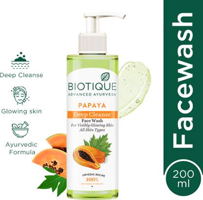 BIOTIQUE Papaya Deep Cleanse For Glowing Skin  | Tan removal and Brightning Face Wash