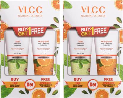 VLCC Tulsi Acne with FREE Orange Oil  -B1G1 (Pack of 2) Face Wash