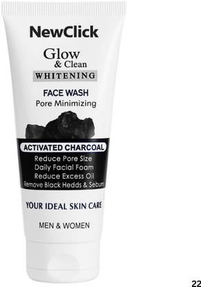 NewClick Glow & Clean Daily Facial Foam – Charcoal  for Acne, Pores & Oil Face Wash