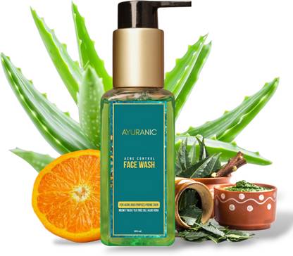 AYURANIC Acne Control Ayurvedic Cleanser With Neem, Tea Tree Oil, Tusli | Natural Face Wash