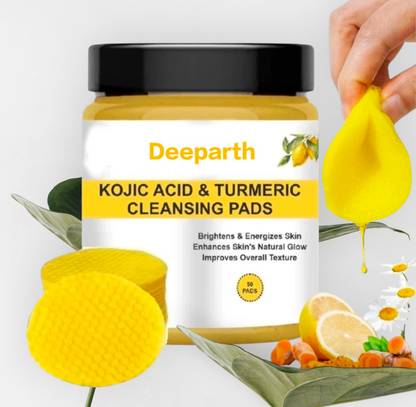 Deeparth Kojic Acid Turmeric Cleansing Pads Toner For Smooth Skin Face Wash
