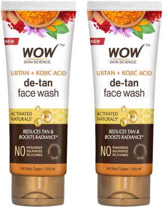 WOW SKIN SCIENCE Ubtan  with Chickpea Flour, Turmeric, Saffron, Almond Extract, Rose Water & Sandalwood Oil - No Sulphate, Parabens, Silicones & Color - Pack of 2 - Net Vol 200mL Face Wash