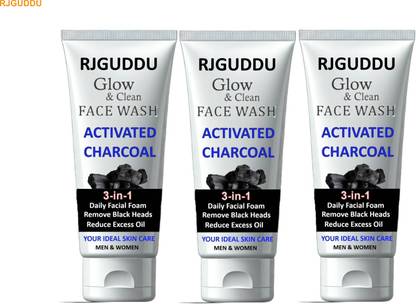 RJ GUDDU Charcoal  for Clear & Matte Skin – Pack of 3 Face Wash
