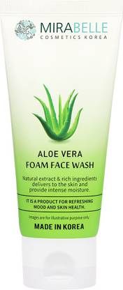 Mirabelle Aloevera Foam Face wash for Hydrating | intense youthful glow - Made in Korea Face Wash