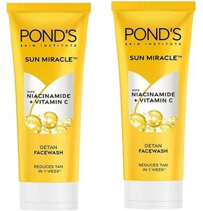POND's Detan  for Tan Removal Contains Vitamin C and Niacinamide Pack of 2 100ML Each Face Wash
