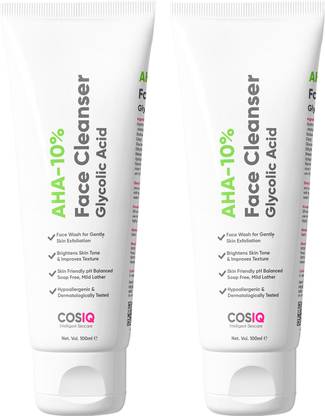 Cos-IQ AHA Glycolic Acid 10% Face Cleanser For Acne & Pimple, Glowing Skin Face Wash