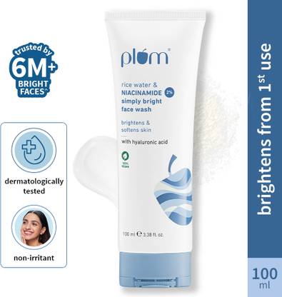 Plum 2% Niacinamide  With Rice Water For Bright, Soft Skin | Gentle, Non-drying Face Wash