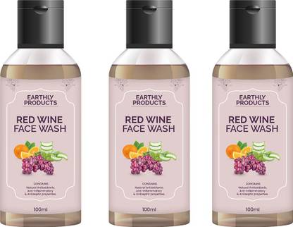 EarthlyProducts Organics Red Wine  Balancing Anti-Acne&Reduces fine lines and Wrinkles and gives your Skin a Refreshing look for women[pack 3] Face Wash