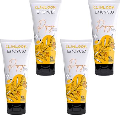 CLINLOOK ENCYCLO PAPAYA FACEWASH FOR NATURAL CLEAR GLOWING SKIN PACK OF 50ml x 4 Face Wash