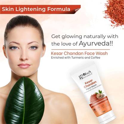 Globus Naturals Kesar Chandan Skin Lightening & Tan Removal Face wash, Chemical Free, Cruelty Free, Suitable For All Skin Types Face Wash